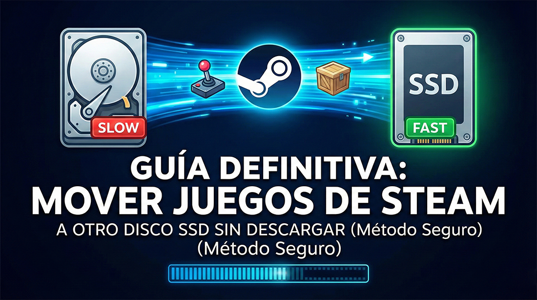 Guía Definitiva: Cómo mover juegos de Steam a otro disco SSD sin volver a descargar (Método Seguro 2026)